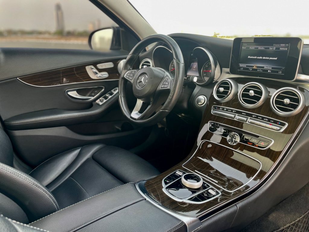 Rent Mercedes Benz C Class C300 in Dubai inside