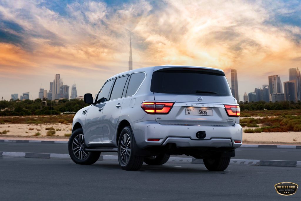 Rent Nissan Patrol Platinum in Dubai back